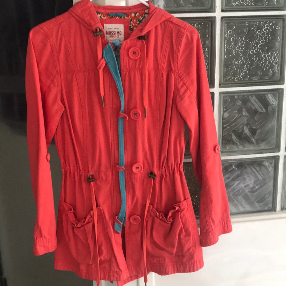 Woman’s Orange zip + button up Coat